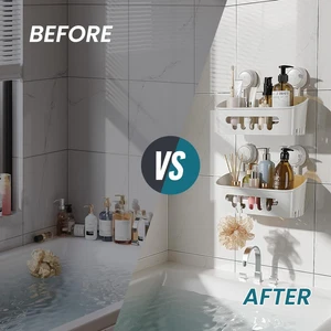 Shower Caddy Suction Cup 2 Pack, Heavy Duty Bathroom Organizer, Removable She... - Picture 1 of 1