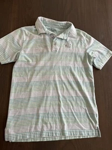 Pinehurst Golf Collared Shirt Mint Green Blue Stripe Youth Boys size 10 - Picture 1 of 9