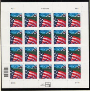 2000 issue Sc 3449 Flag over Farm (34c) sheet of 20 P1111 MNH self-adhesive - Picture 1 of 1