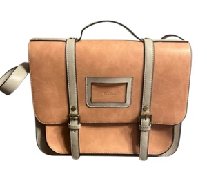 Peach Ecosusi Leather Adjustable Strap Messenger Bag 13x10" - Picture 1 of 8
