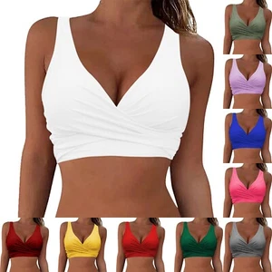 Women's Sexy Solid Lace Up Tops Underwire Full Coverage Bikini Push Up Swimwear - Picture 1 of 51