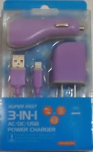 Reiko 3-In-1 Charger / Data Cable Micro USB For iPhone 5 - 8 Color Purple - Picture 1 of 1