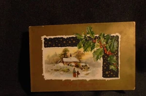 Antigua postal en relieve escena de acebo e invierno A Merry Christmas To You. - Imagen 1 de 2