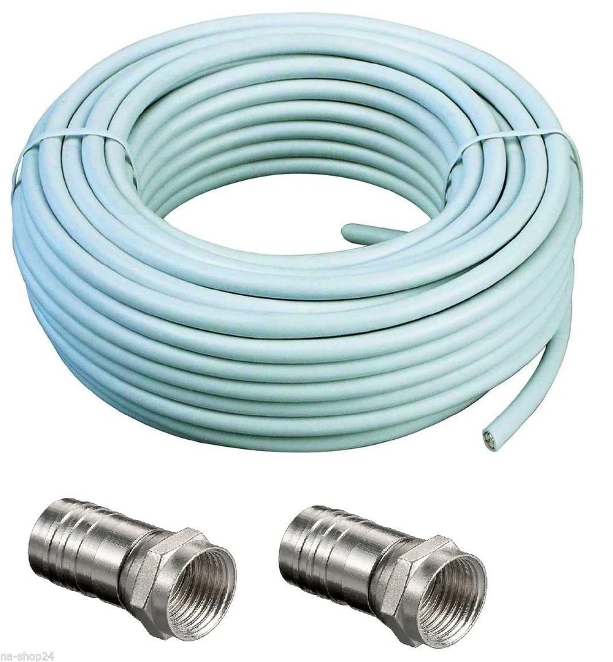 (1,50€/m)Koaxialkabel digital 120dB 4-fach geschirmt HD 2x F Stecker gratis weiß - Bild 1 von 1