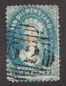 1880 Tasmania, Australia Sc# 31d - Four Pence, pf12½, QV, Blue. Used Cv$57.50 - Picture 1 of 1