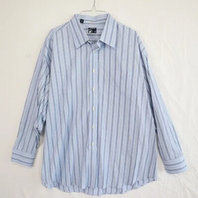 Camisa Hart Schaffner Marx Para Hombre 18-34 Bolsillo Abotonado Azul Rayas Manga Larga Foto 1 de 4