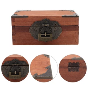 S-L Vintage Wooden Storage Box Memory Keepsake Chest Lockable Organizer With Key - Picture 1 of 14