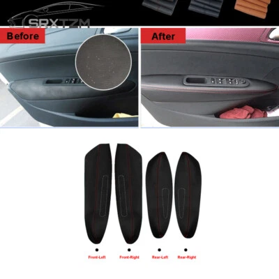 4Pcs Microfiber Leather Car Door Armrest Panel Protective Cover For Peugeot 307 - Imagem 1 de 4