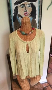 Ball of Cotton lime green top sweater 3/4 sleeves short waisted rayon EUC Small - Picture 1 of 6