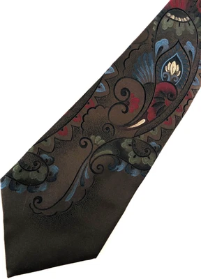 Corbata Windridge Elegante Marrón Azul Negro Rojo Arte Floral Elegante Foto 1 de 4