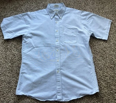 Camisa vintage LL Bean para hombre 16,5 azul con botones manga corta '00 Foto 1 de 4