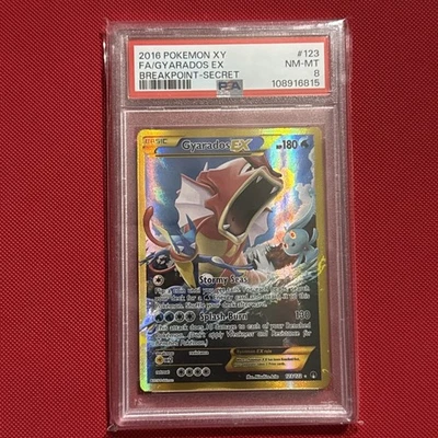 2016 POKEMON Tcg XY BREAKPOINT SECRET #123 FULL ART/GYARADOS EX PSA 8  - Image 1 of 2