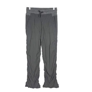 Ivivva Lululemon Girls 14 Gray Dance Studio Pant Woven Striped Activewear Ruched - Picture 1 of 11