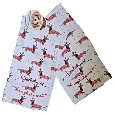 Juego de dos toallas de cocina Colordrift Dachshund through the Snow 18" x 28" Foto 1 de 2