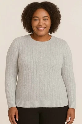 Nuevo con etiquetas Suéter Athleta 3X Plateado Blanco Metálico Crossroads Crew Mezcla de Lana #984562 Foto 1 de 4