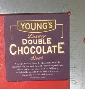 Young's Double Chocolate Stout  4 INCH SQUARE BEER COASTER - Picture 1 of 2