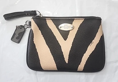 Coach зебра кошелек с ремешком желтовато-коричневый и черный редкая кожа бумажник кошелек с ремешком - Изображение 1 из 4