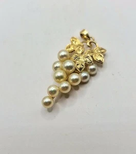 14ct Gold Mikimoto Grape Pearl Pendant - Picture 1 of 5