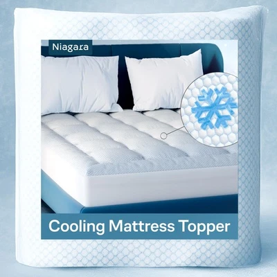 Cooling Queen Mattress Topper with Pillow Top Design, Fitted Mattress Cover - Image 1 of 4