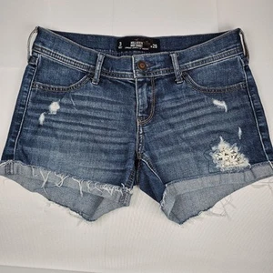 HOLLISTER Blue Denim Midi Denim Jeans Shorts ~ Size 3 - Picture 1 of 4