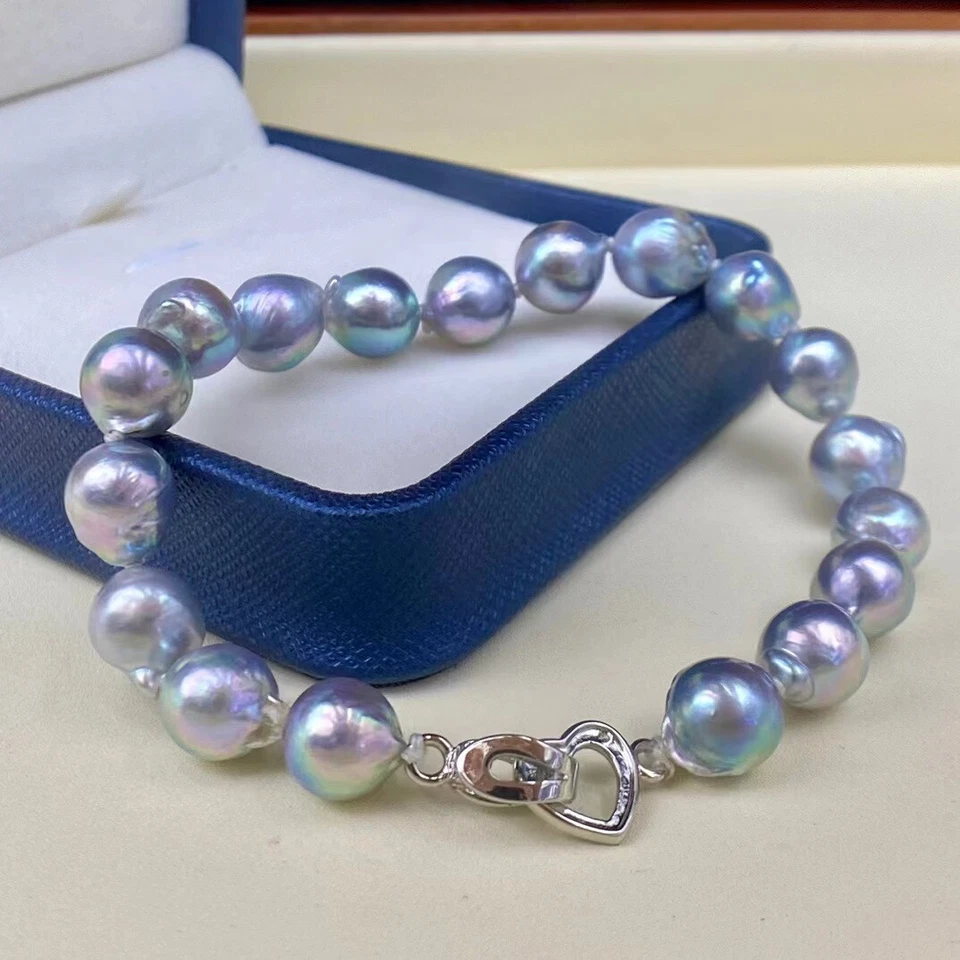 AAA 8-9 mm natural baroque gray Akoya pearl bracelet - Image 1 of 1