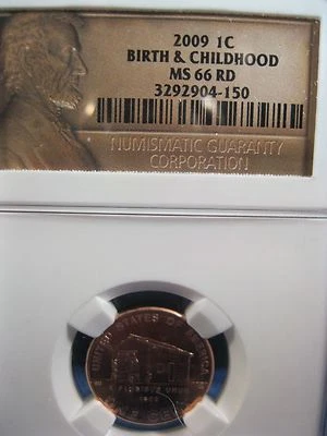 2009 LINCOLN 1C BIRTH AND CHILDHOOD NGC  MS66 RED - Image 1 of 3
