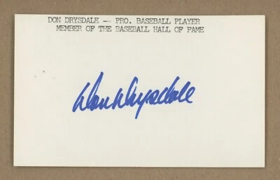 Don Drysdale Signed Index Card Auto with B&E Hologram - Image 1 of 2