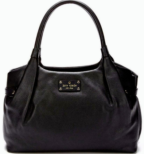 BORSA A TRACOLLA GRANDE KATE SPADE NY STEVIE BERKSHIRE ROAD PELLE NERA ORO NUOVA CON ETICHETTE!