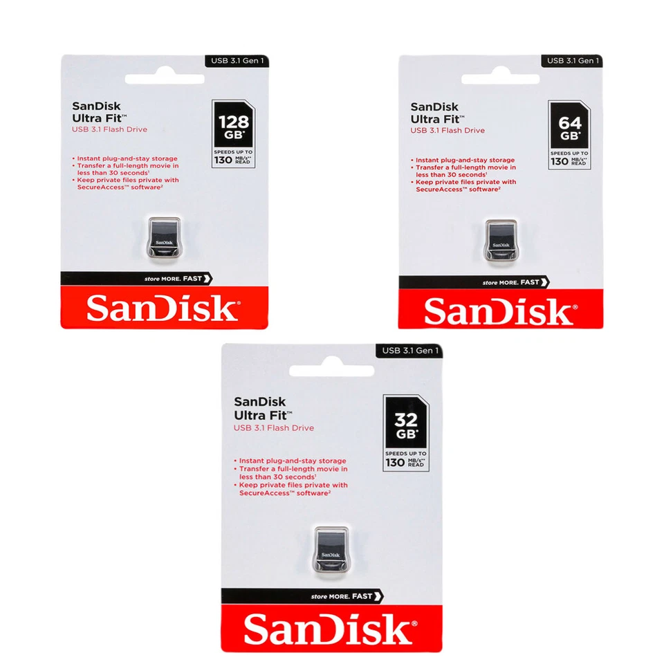 SanDisk 32GB 64GB 128GB Ultra Fit USB 3.2 Memory Stick Flash Drive HighSpeed 130 - Image 1 of 1