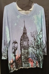 Suéter Joseph A para mujer Big Ben Pullover azul negro mangas 3/4 cuello barco XL - Imagen 1 de 8