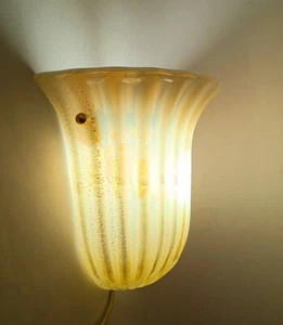 ♥ APPLIQUE LAMPADA DA MURO BIG SIZE COPPA CONCHIGLIA VETRO DI MURANO barovier - Imagen 1 de 10