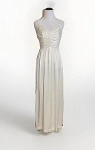 Vintage 1970 Rüschen Neckholder Träger Party Disco Maxi Weiß Kleid XS - Bild 1 von 6