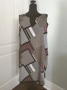 Bar III Geometric Sleeveless Cutout Front Shift Knee Length Dress Lined L - Picture 1 of 8