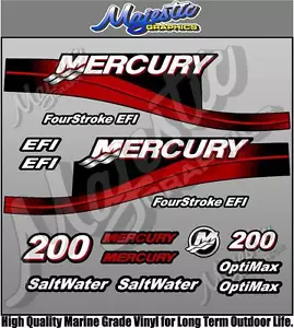 MERCURY 200hp - EFI - OUTBOARD DECALS - Bild 1 von 1