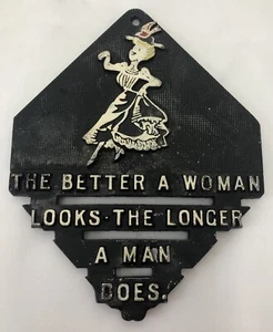 Sexist MCM Trivet Wall Hang Metal Better Woman Looks Longer Man Does Vintage - Picture 1 of 12