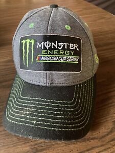 monster energy nascar cup series hat adjustable, gray green trim