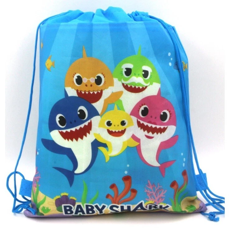 12x BABY SHARK Party Favors Drawstring Backpack Sling Tote bag - Image 1 of 4