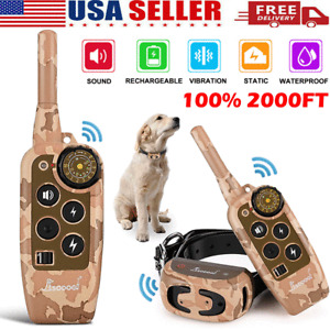 US Dog Pet Electric Shock Training Collar Waterproof Rechargeable Remote 2000 FT