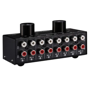 6-IN-2-OUT Stereo RCA Audio Umschalter Box Auswahl Splitter Hub Verteiler NEU - Bild 1 von 18