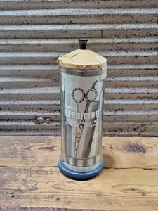 Vintage 1960s NOS Barbicide Disinfectant Comb Jar Barber Shop Blue Rubber Bottom - Picture 1 of 13