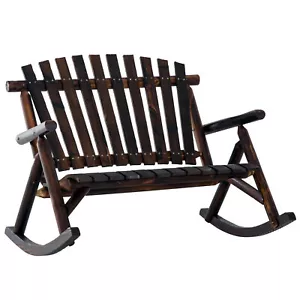 Outdoor Wooden Rocking Chair Rustic Adirondack Rocker for Patio Garden Porch - Picture 1 of 8