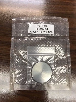 Hafnium sputter target, 99.5+% pure, 2.0" diameter x 0.125" thick - Image 1 of 2