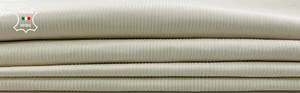 UNDYED WHITE LINES TEXTURED EMBOSSED PRINT Lamb leather 2 skins 14sqf 0.7mm C527 - Picture 1 of 8