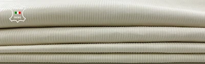 UNDYED WHITE LINES TEXTURED EMBOSSED PRINT Lamb leather 2 skins 14sqf 0.7mm C527 - Image 1 of 4