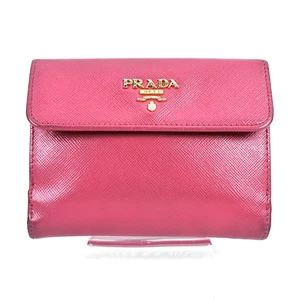PRADA Bifold Wallet Purse Saffiano Leather Pink #A338 - Picture 1 of 24