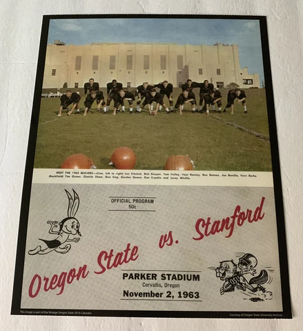 Oregon State Beavers v Stanford Football 1963 Program Poster Print 14”x11” Cover