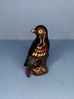 Vintage Bird Figurine Blackw/contrasting Colors Detail Hand Painted Deco Gloss4”