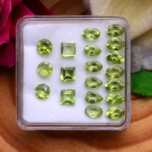 Piedras preciosas brillantes corte facetado 19 piezas peridoto natural sin tratar 4,97 mm-6,28 mm - Imagen 1 de 7