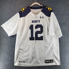 Navy Midshipmen Football Jersey Mens XL Under Armour White Staubach #12 Stitched