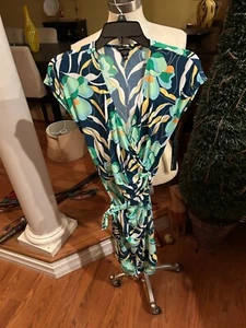 Maggie London Size 4 wrap/sarong, Short Sleeve Wrap Dress. NWT. Multicolor - Picture 1 of 8